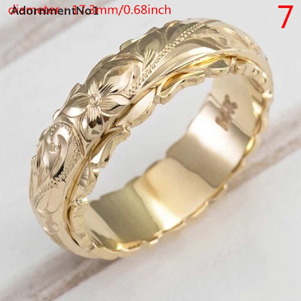 (AdornmentNo1) Cincin Lapis Emas 14k Motif Ukir Bunga Untuk Wanita