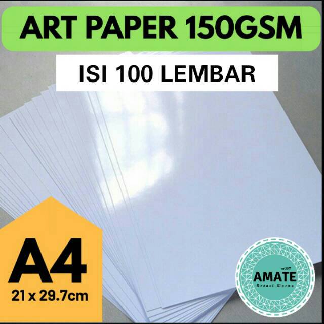 100 Lembar Kertas Art Paper Glossy 150gsm A4 Kertas Kilap Buat Brosur Flyer Shopee Indonesia