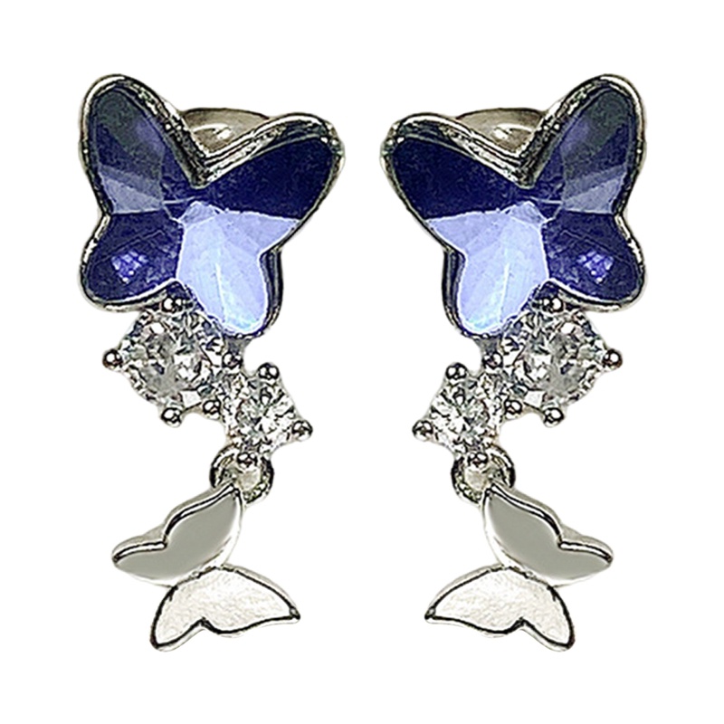 Anting Juntai Desain Kupu-Kupu Biru Untuk Aksesoris Pesta Pernikahan Wanita