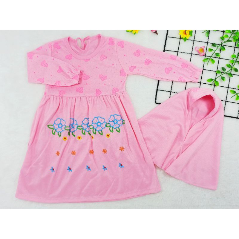 Ss#002 Gamis Anak + Jilbab Ukuran 3-18bulan, Baju Syarii Anak, Baju Anak Muslimah