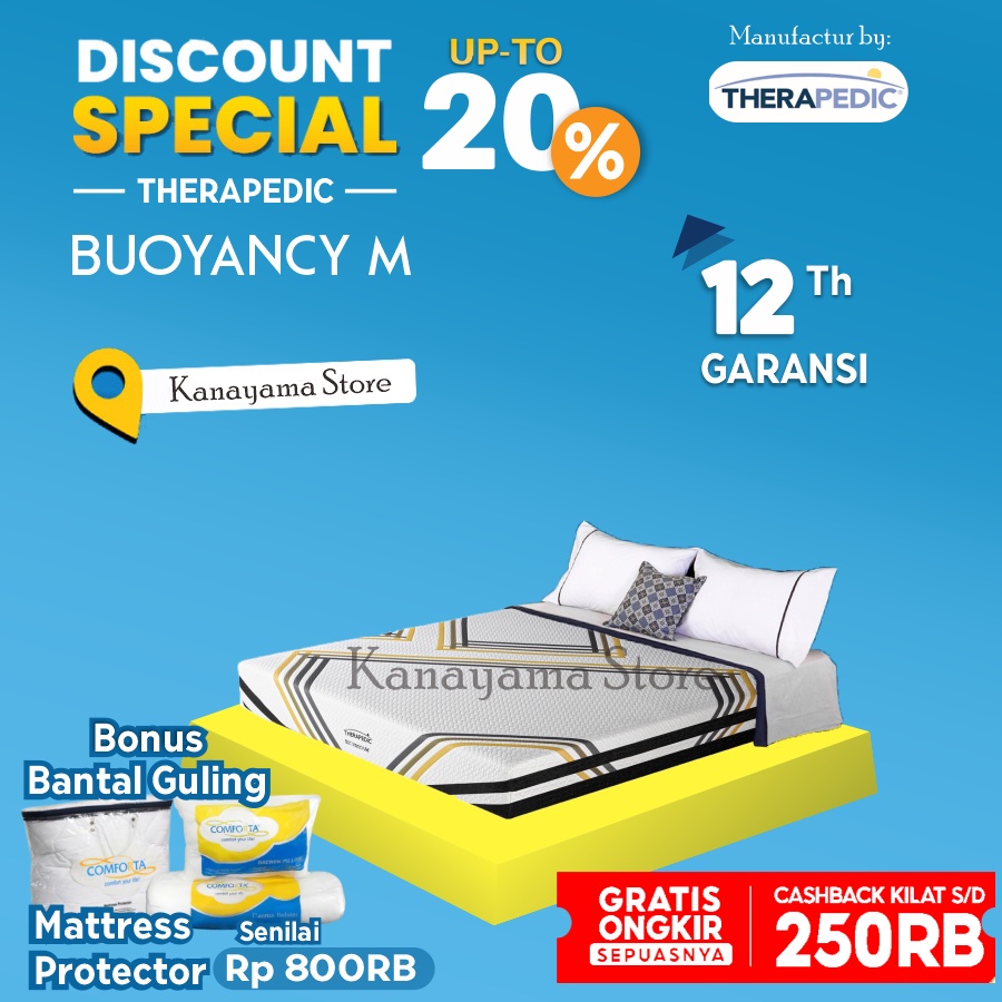 Therapedic Spring Bed Buoyancy M Latex KASUR 160 180 200 100 x200 - 100*200