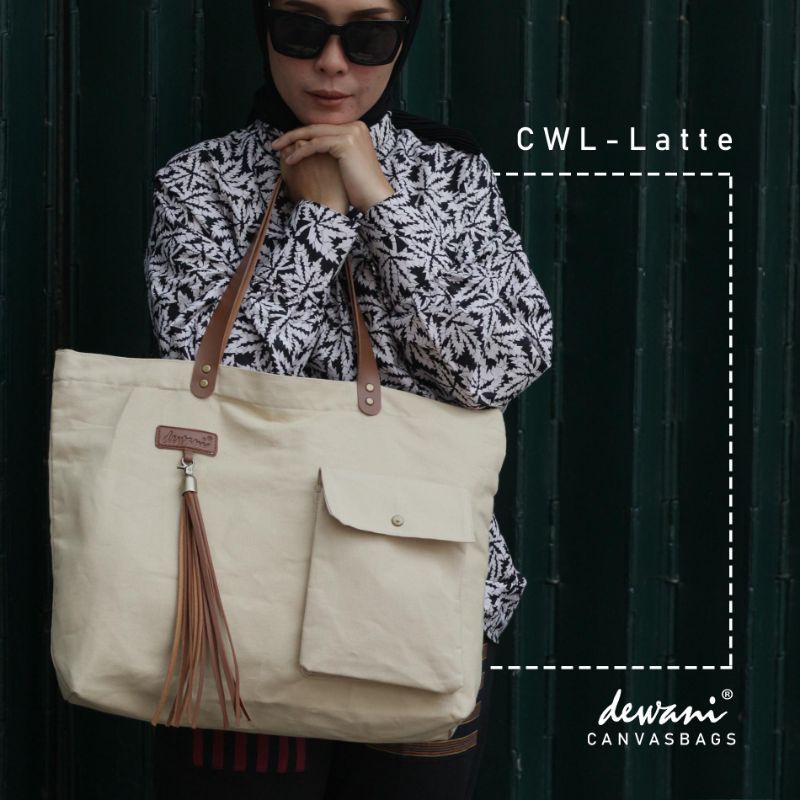 Tas Wanita Tote Bag Jinjing Canvas Laptop Dewani