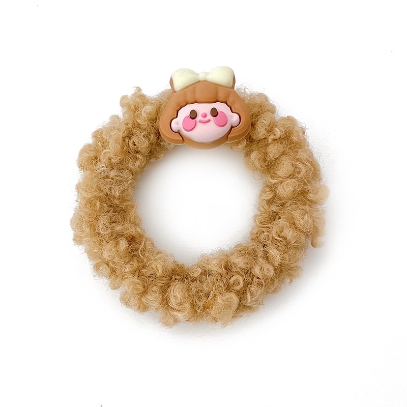 DELUNASHOP_ACC Aksesoris Rambut Anak Ikat Rambut Scrunchies Bulu Halus motif hallo kitty bear pita