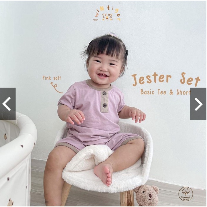 Twin Tiger Jester Set Twin Tiger Setelan Pendek Jester Anak Model Playset Baju Pendek Celana Pendek Anak 1 - 5 Tahun