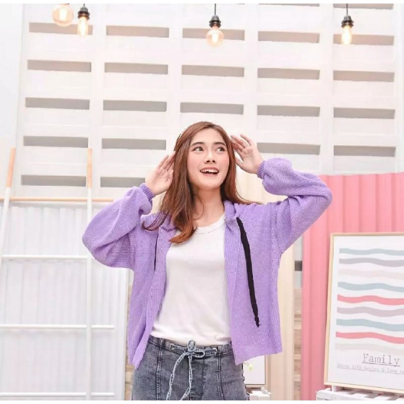 Cardi callista basic outer Kardigan Hoodie rajut Wanita blazer