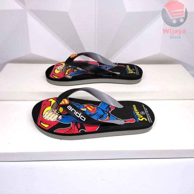 Sandal Jepit Anak Laki-Laki Ando Player 28-32 Sendal Karakter Superhero Superman Batman Desain Seru untuk Aktivitas Sehari-hari SPM BT 2301 210 103