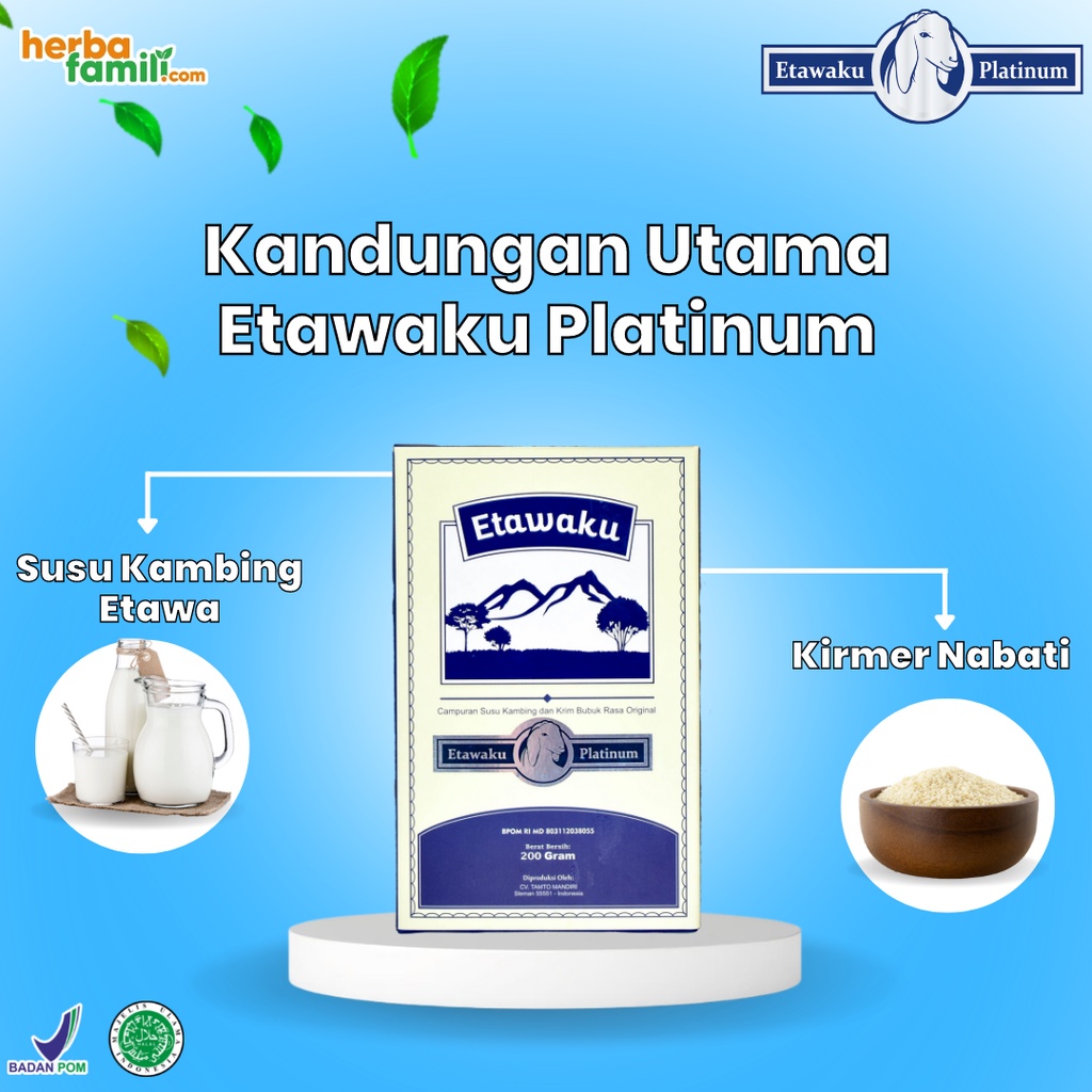 PAKET 3 BOX ETAWAKU PLATINUM | SUSU KAMBING ETAWA &amp; KRIMER NABATI BUBUK 200 gr / SUSU KUALITAS PREMIUM LOW SUGAR