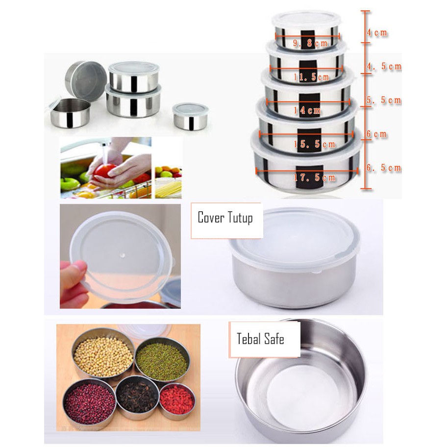 5In1 Kotak Makan Bahan Stainless Steel Rantang Makan 5in1 stainles Steel