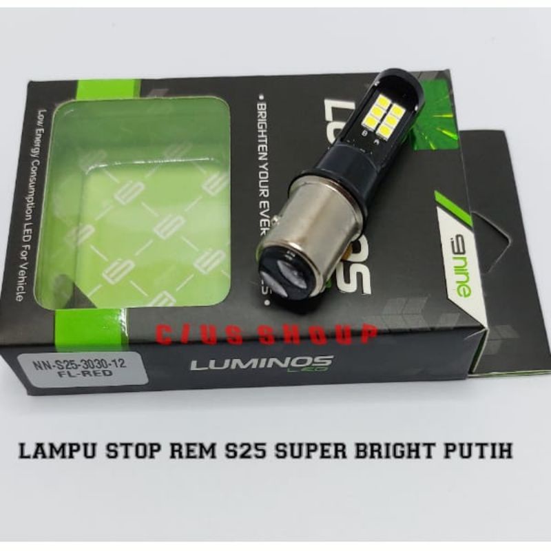 LAMPU LED STOP REM MOTOR MOBIL S25 12 TITIK  MODE KEDIP SUPER BRIGHT 9NINE S25/T20 2 KAKI UNTUK LAMPU STOP REM MOTOR DAN MOBIL