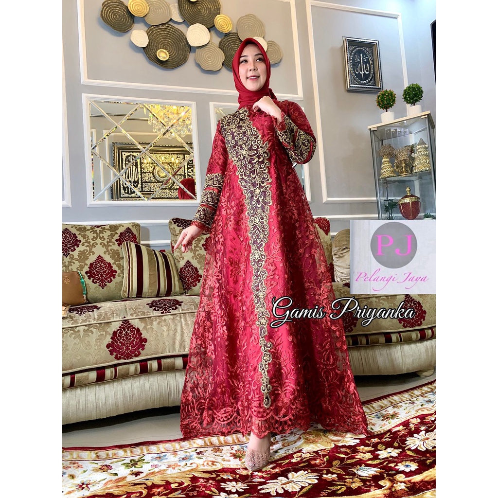 Kadai.baju / Gamis priyanka dress / Gamis pesta brukat / Gamis wisuda dan pernikahan Size M L XL XXL
