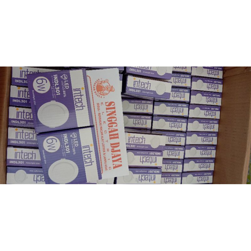 Lampu LED panel Intech 6W Putih Inbow donlight slim