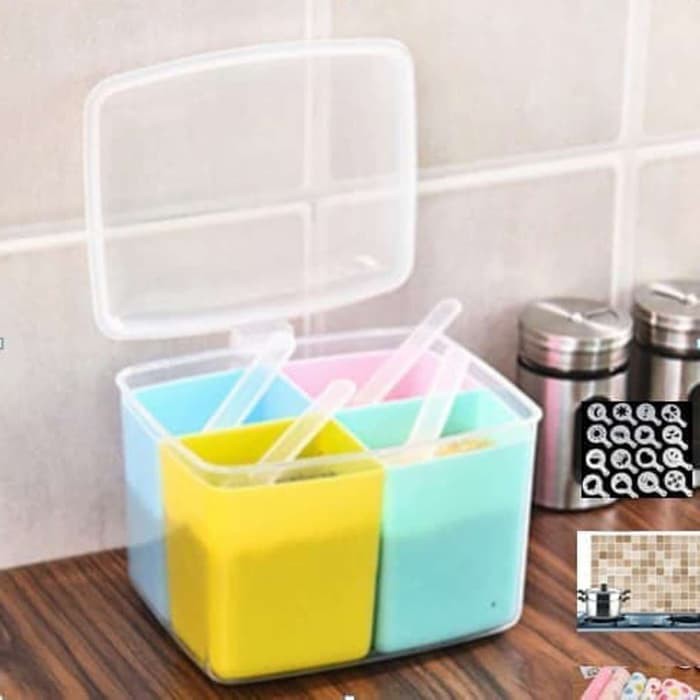 

Rak Tempat Bumbu Seasoning Jar Tempat Garam Gula Merica Lada Plastik