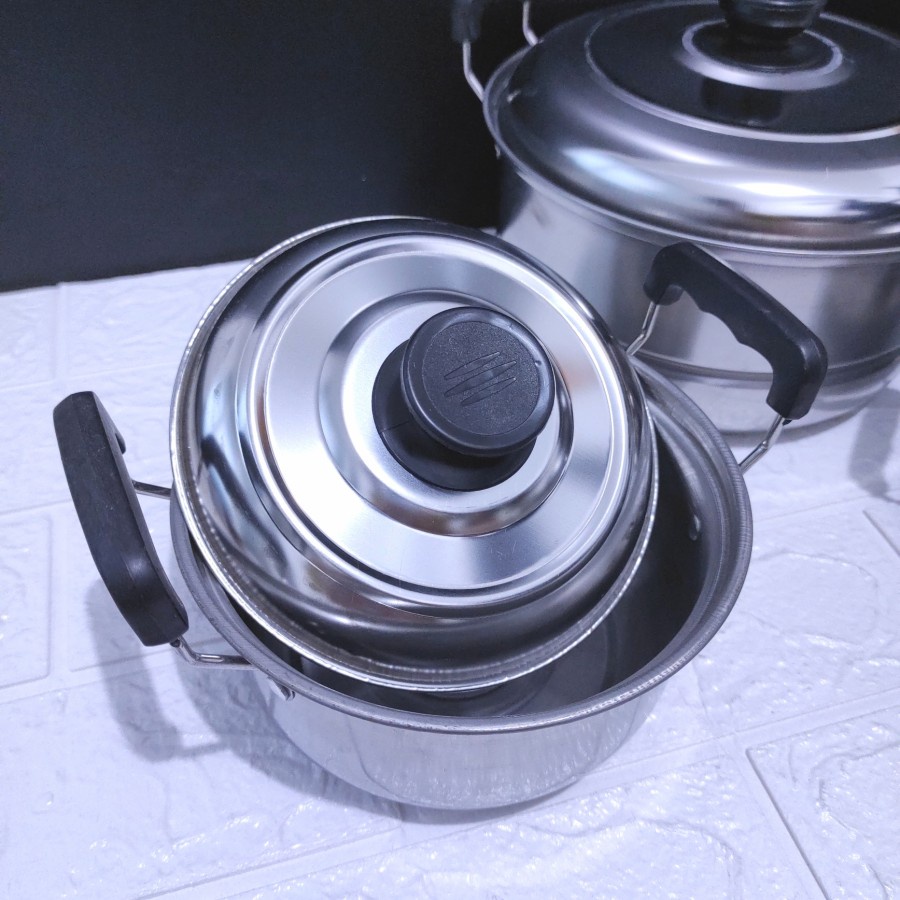 Soup Pot Panci Sup High Pot 16 18 20 22 24 cm Full Stainless Induksi