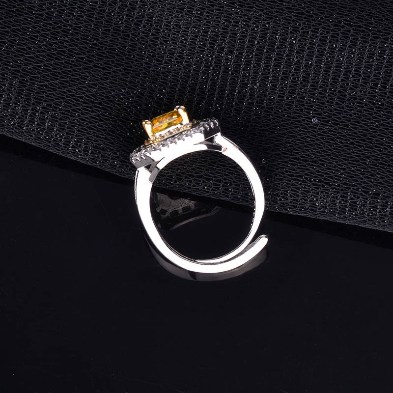 Fashion Yellow Diamond Ring Luxury Open Ring