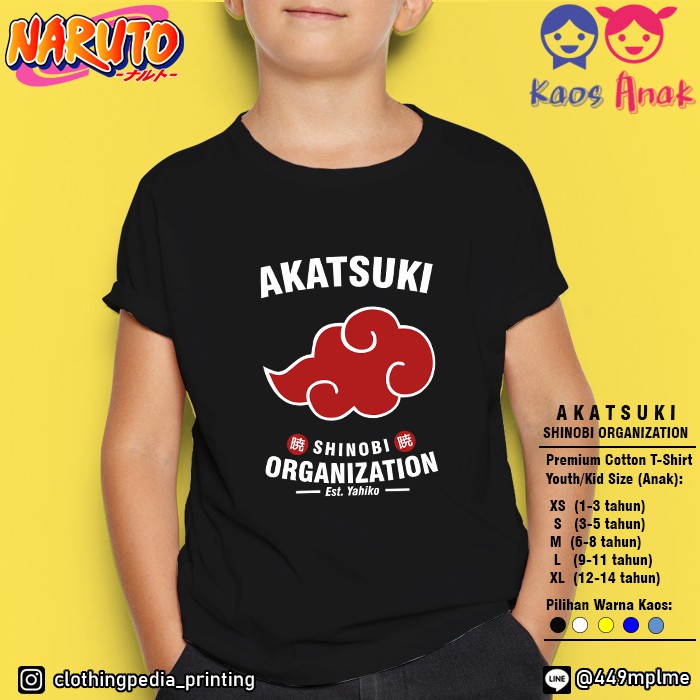 Kaos Baju Anak Akatsuki Shinobi Organization Est Yahiko Naruto Boruto