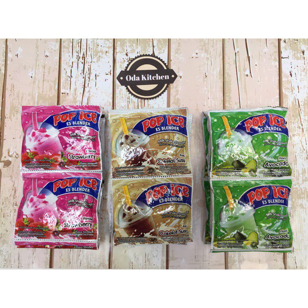 POP ICE STRAWBERRY COKELAT AVOCADO 10X25gr