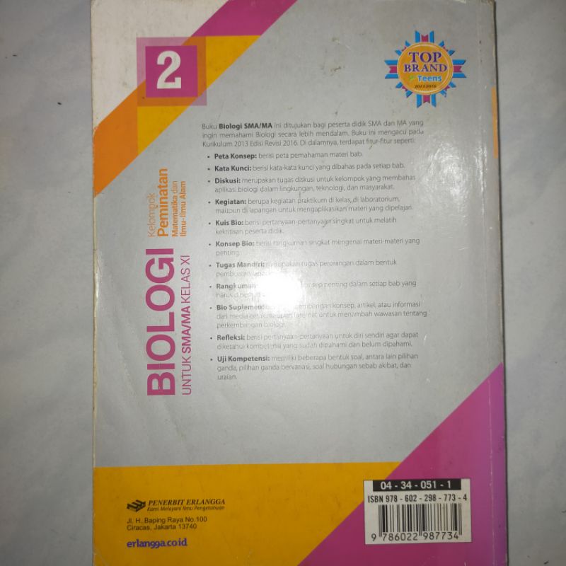 Biologi Untuk SMA Kelas 2 Kelompok Perminatan Penerbit Erlangga Irnaningtyas Kurikulum 2013 Edisi Revisi Minat 11 XI MA-2