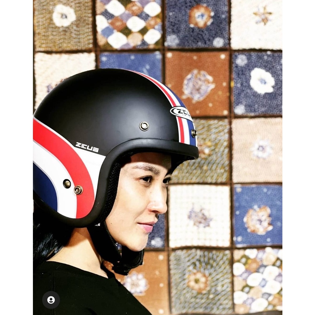 ZEUS ZS 385C MATTBLACK K63 RED RETRO HITAM DOFF BOGO