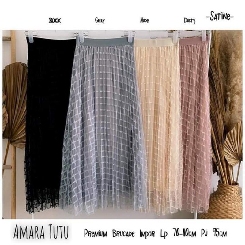 amara tutu skirt ori satine / rok tutu brocade import lp 70-110cm pj 95cm