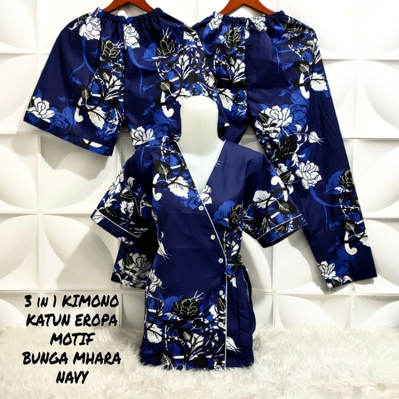 Piyama Kimono 3 in 1 dewasa motif Bunga