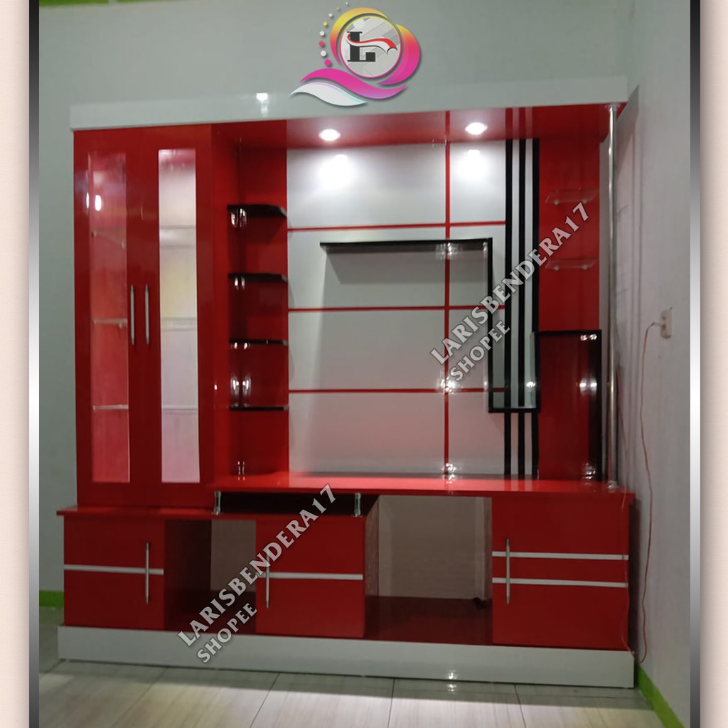 ❤ Buffet TV Lemari ELMEMO Untuk Di Ruang TV Anda Bernuansa Minimalis - Premium - Modern | Merah
