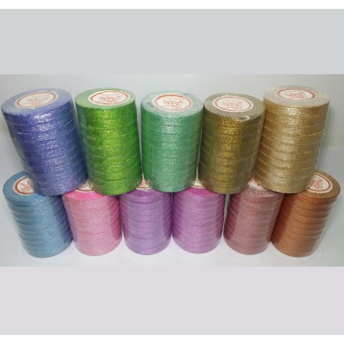 

Best Product!!! Pita Kain Glitter Metalik Ribbon 1/2" X 20Yd (Per 10 Roll) - Paling Dicari