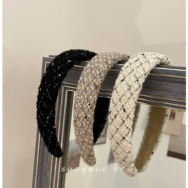 Bando Bandana Korea Wanita / Bando Rata Trendy Kotak Tweed Maine