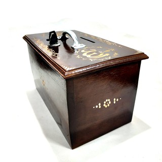 Kotak Amal Celengan Kayu  Jati Ukir Cukit Lafadz  Allah  