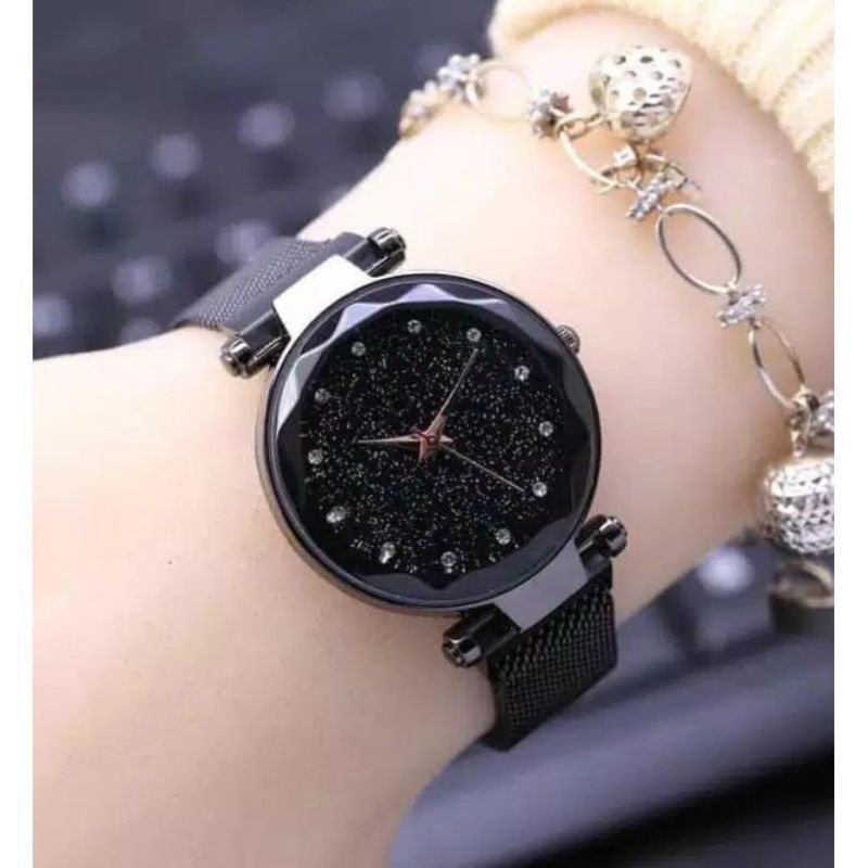 JAM TANGAN WANITA ANALOG RANTAI MAGNET DIAMOND MURAH GROSIR FASHION KOREA PRIA COUPLE