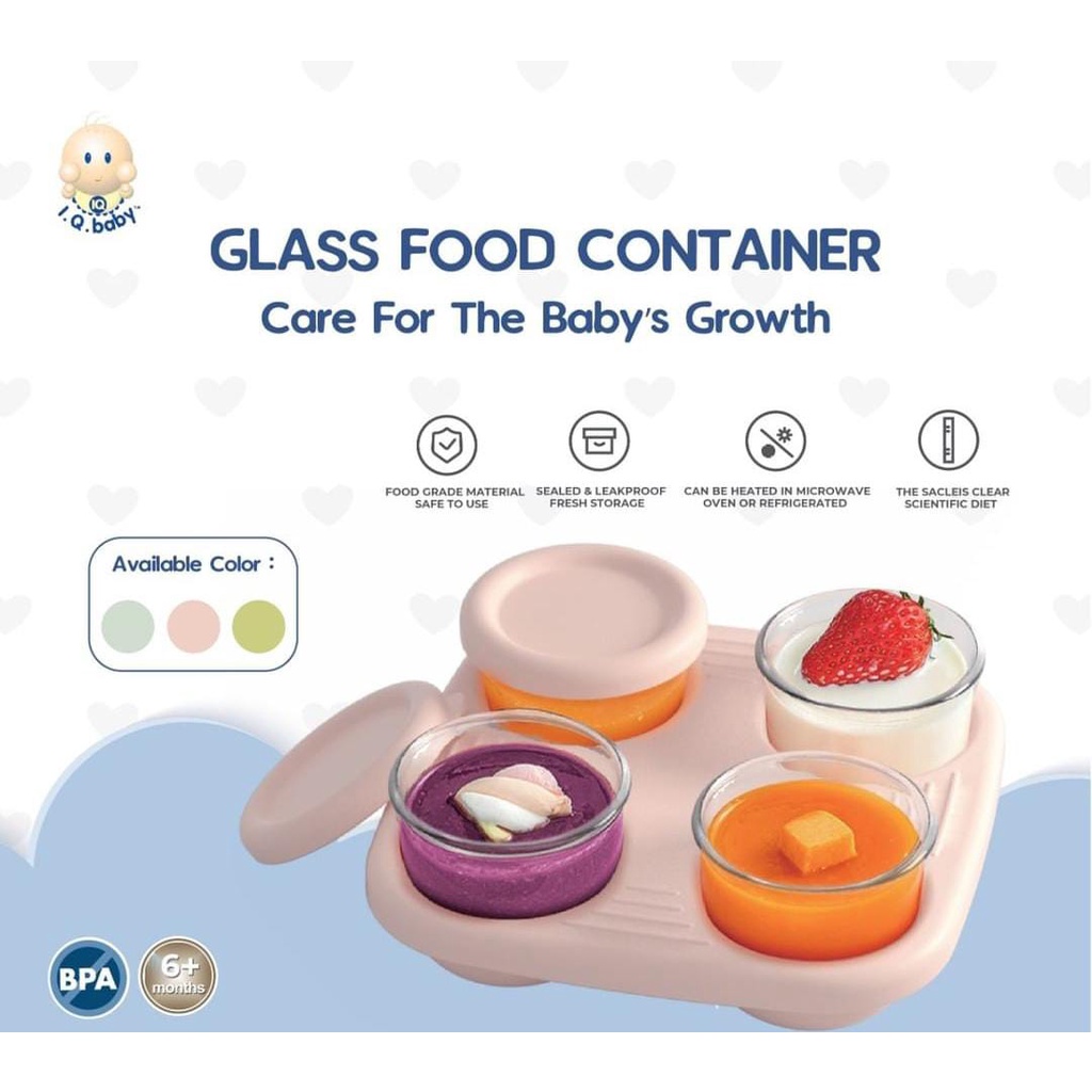 I.Q. BABY Glass Food Container | Peralatan Makan Bayi MPASI BPA FREE | Wadah Mangkok MPASI Makanan B