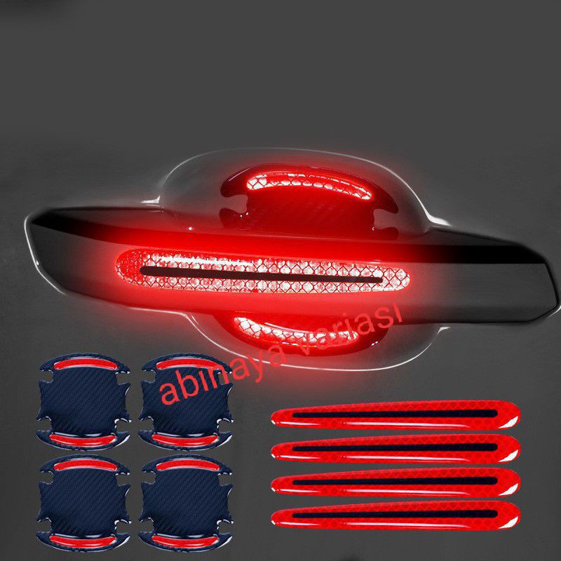 Paket Outer Handle Mobil PAJERO SPORT 2015 KE BAWAH Stiker Reflektif Carbon