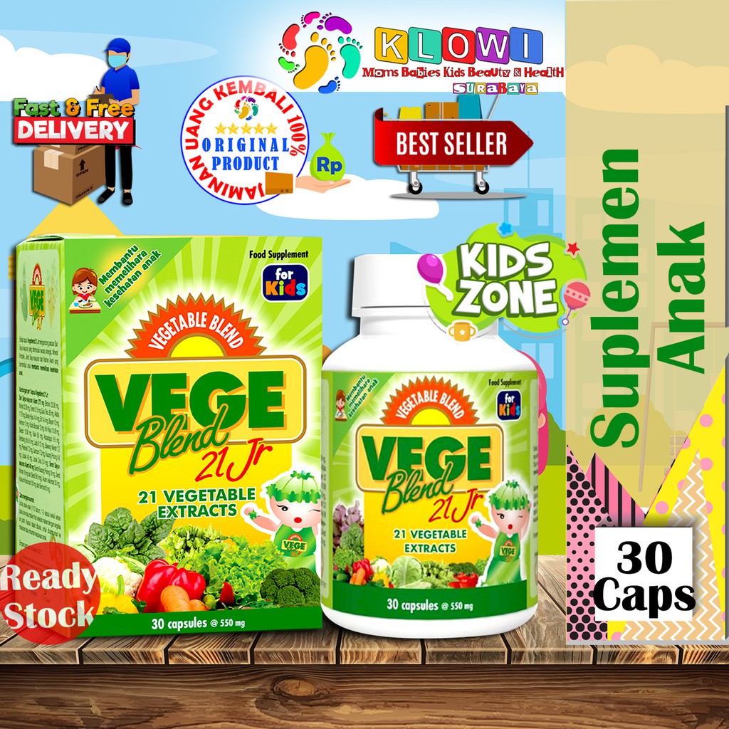 Vegeblend 21 JR 30 &amp; 60 Kapsul / Suplemen Anak / Penambah Nafsu Makan / Vegeblend Junior