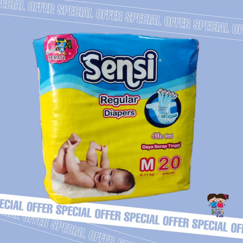 Diaper/Popok Bayi Sensi Regular Ukuran M Perekat