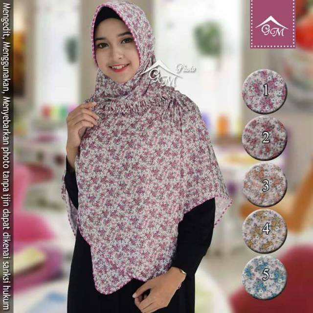 Bergo motif bunga kecil bergo syari motif
