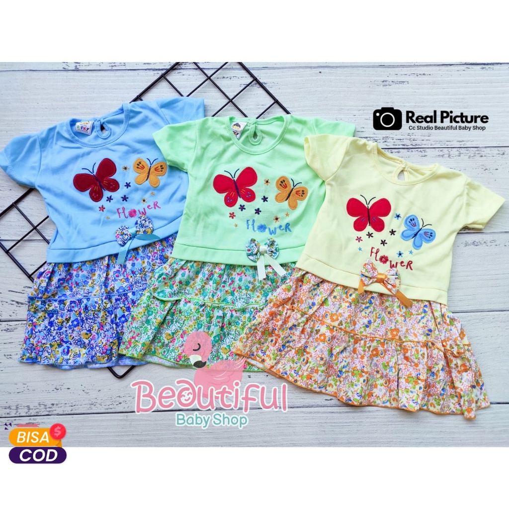 Baby.ou - Dress Bayi Perempuan Motif Kupu Bunga / Rok Baju Bayi Perempuan  Merk Rifky / Baju Bayi Perempuan