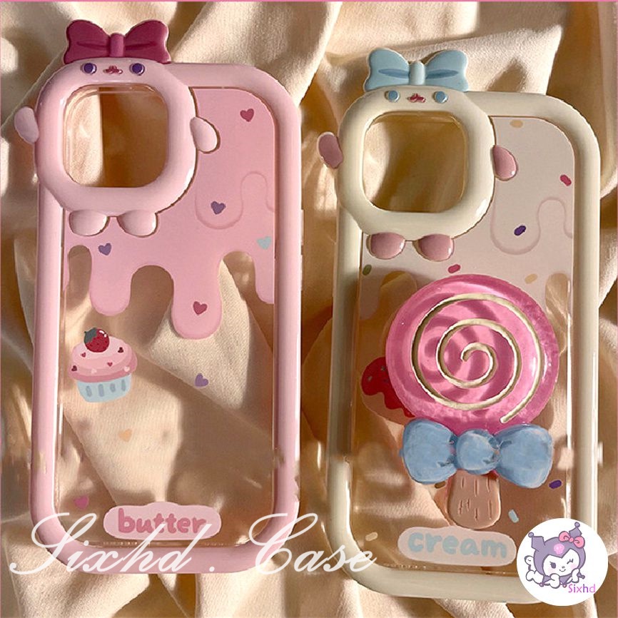 Compatible For iPhone 14 13 12 11 Pro Max SE 2020 X Xr Xs Max 8 7 Plus 3D Small Monster Phone Casing  Ice Cream Candy Phone Case Camera Protector Phone Soft Cover