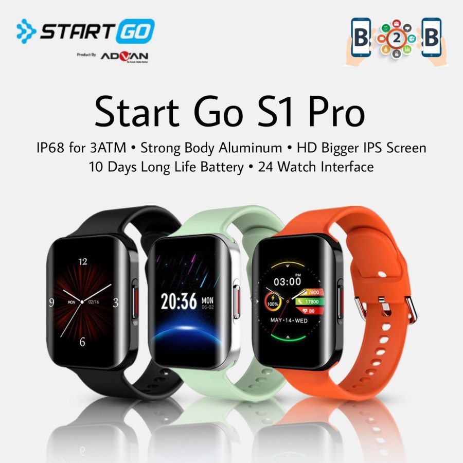 STARTGO S1 Pro by ADVAN Smartwatch HD IPS Screen 15 Sports Modes