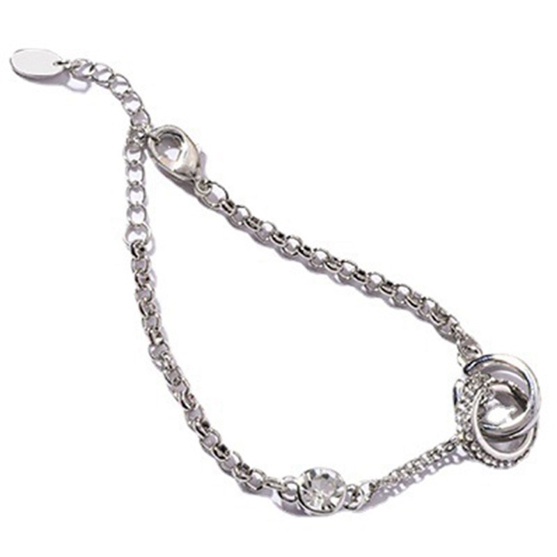 Fancyqube Gelang Double Ring Aksen Kristal Gaya Korea Untuk Pelajar