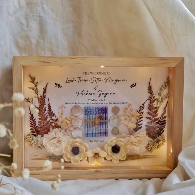 bingkai mahar rustic | mahar pernikahan | bingkai mahar acrylic | hadiah pernikahan | hadiah wedding | frame mahar 3d