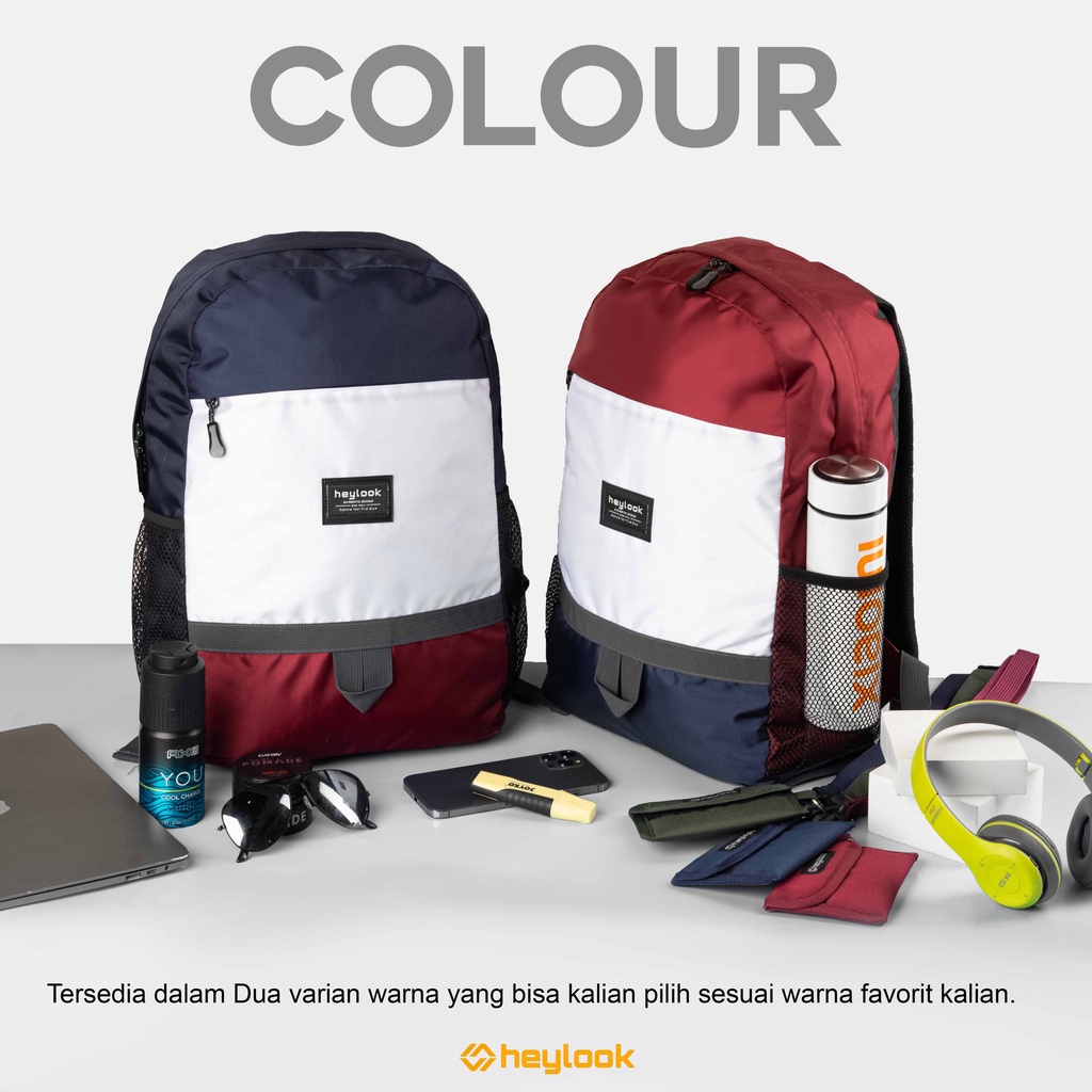 Tas Ransel Pria Wanita Keren Daypack Sekolah Kuliah Kerja Tas Punggung Laptop 13 14 15.6 Inch Tas Distro Backpack Kekinian Warna Kombinasi