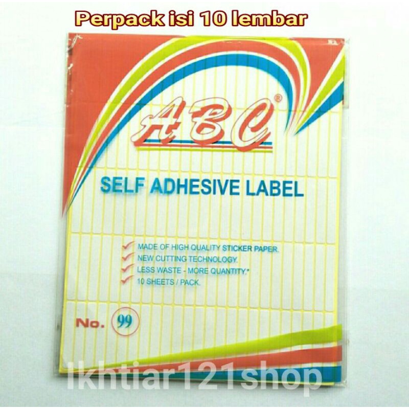 

1 Pack Label Self Adhesive Stiker No 99 isi 10 lembar