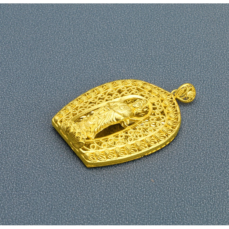 Kalung Liontin Guanyin Tuashi Lapis Emas Asli Kadar 375 Untuk Pria Dan Wanita