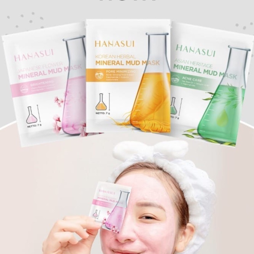 HANASUI Mineral Mud Mask ✔️BPOM Japanese Flower. Asian Heritage. Korean Herbal 7g