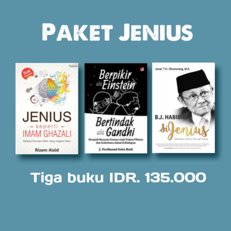 Paket jenius habibie si jenius, berpikir ala einstein, jenius seperti imam al ghazali