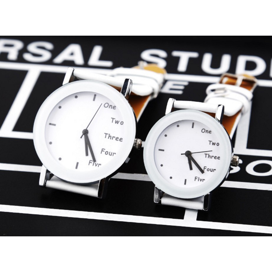 #31 Jam Tangan Couple UNIQ SINGLE Korean Style Analog Leather Watch Cowo Cewe Kulit