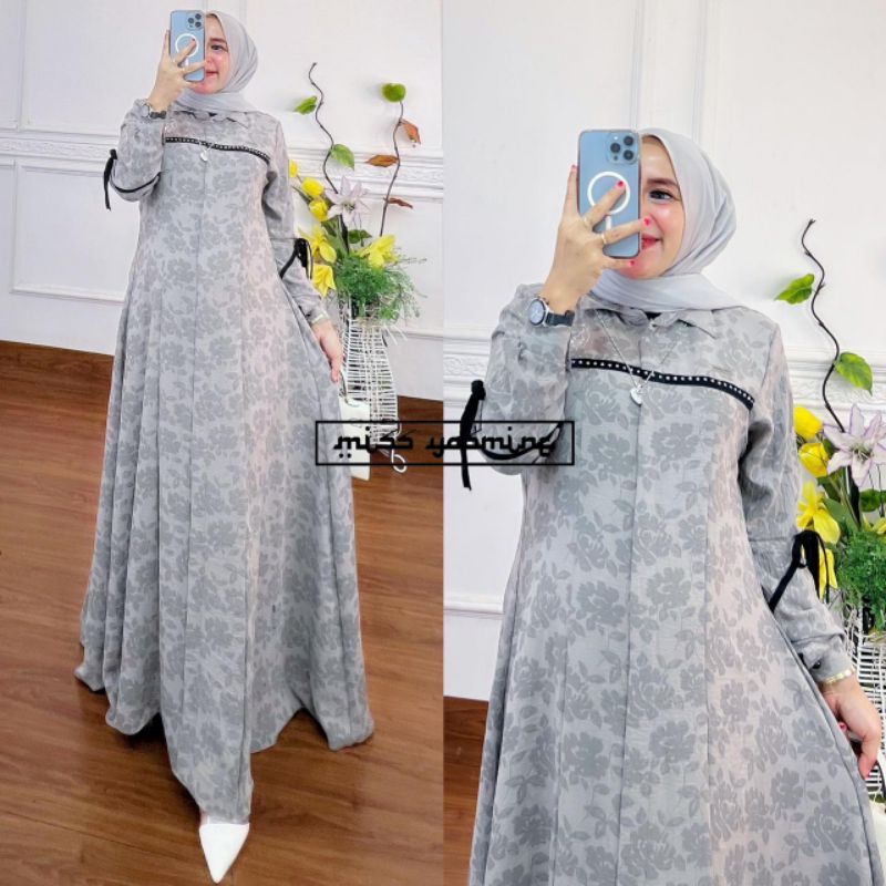 Gamis Abaya Jasmine Motif ORI by M2Y Miss Jasmine / Gamis Abaya / Gamis Syar'i / Dress Polos / Dress