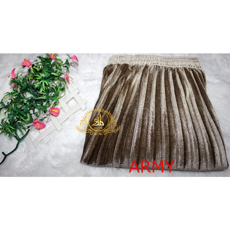Rok Bludru Velvet Panjang Plisket Premium-ARMY