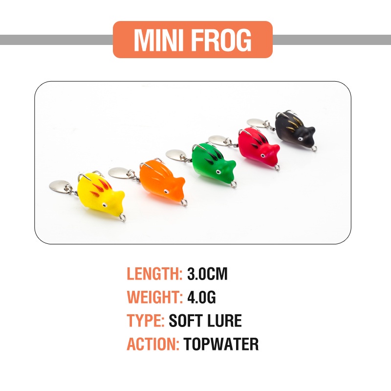 Umpan Pancing Softlure Bentuk Katak Mata 3D 3cm 4g 5 Warna Dengan Kail Ganda