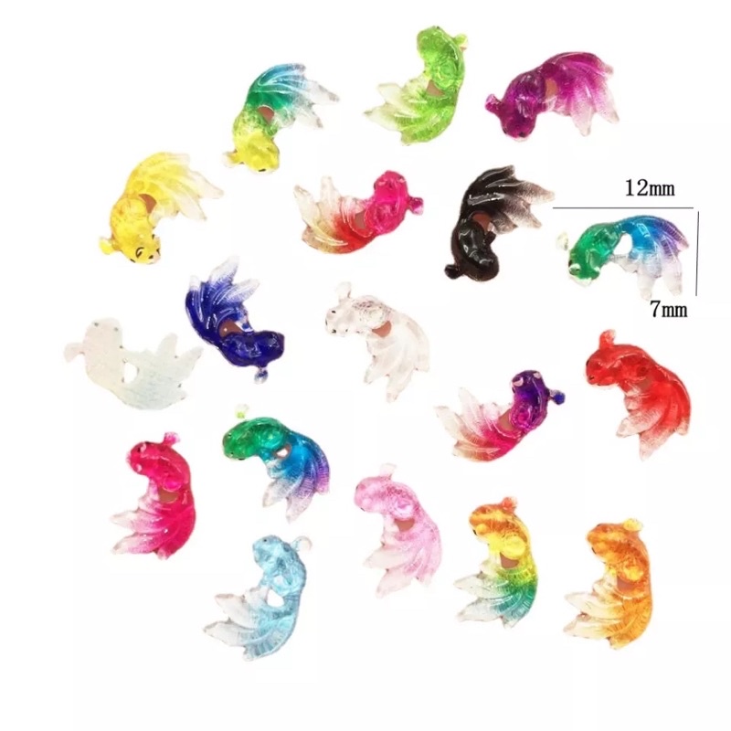 Resin IKAN KOI Mini ukuran 7x12mm isi 10pcs Bahan Craft Tasbih Blink resin Bahan kerajinan DIY