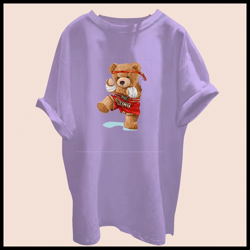 CALVIERO SHOP - BAJU KAOS ATASAN WANITA BEAR BOXING PRINT